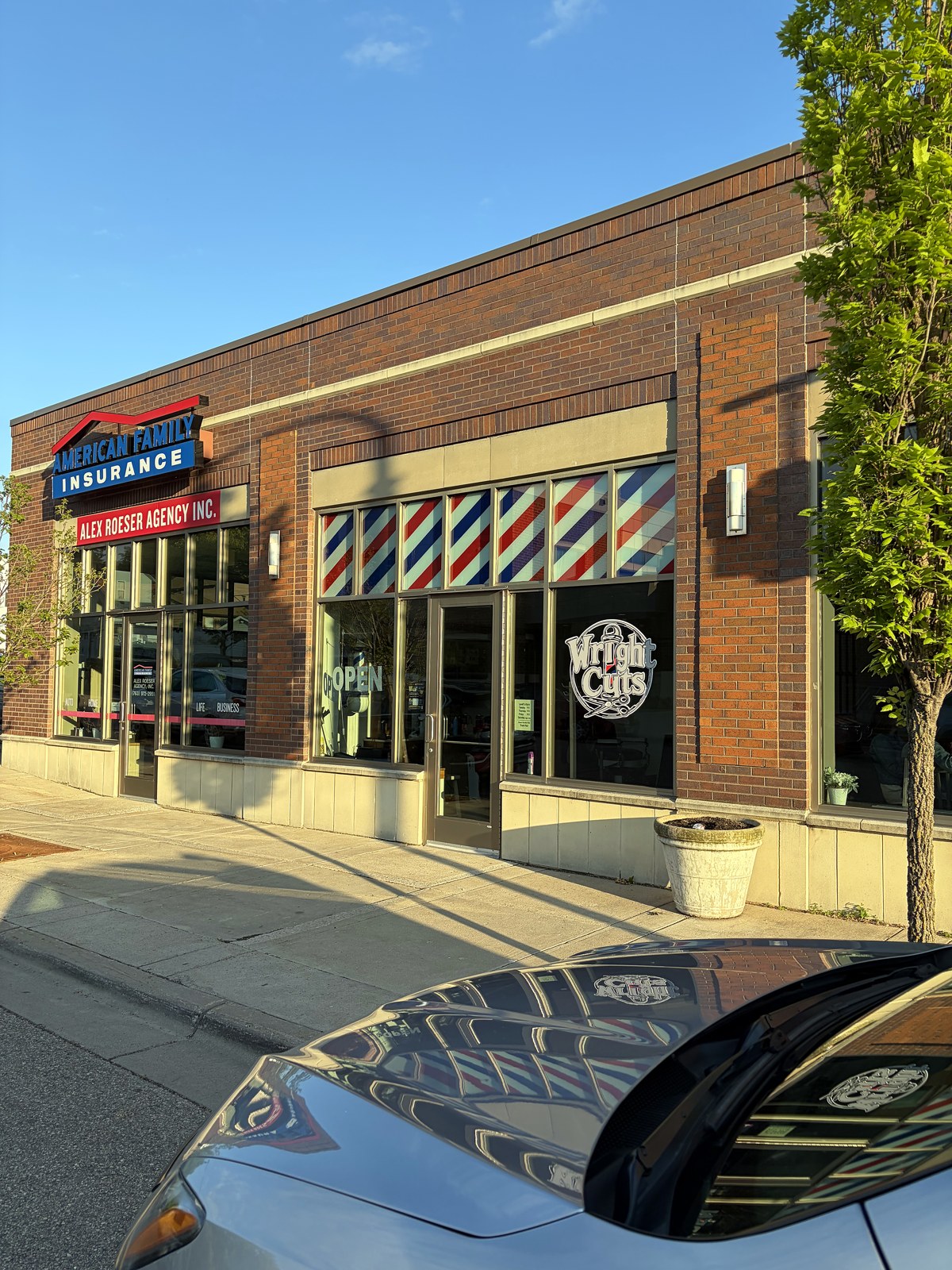 Wright Cuts storefront on Bridge Ave, Delano MN